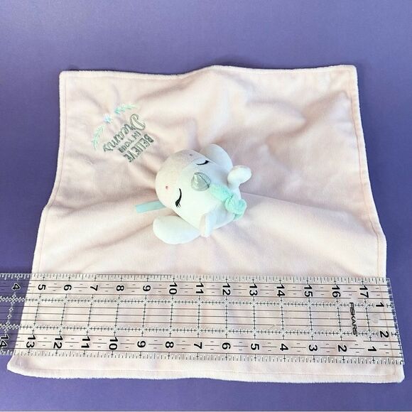 Baby Starters Unicorn Believe in Your Dreams Pink Lovey Security Blanket Satin - Picture 5 of 8
